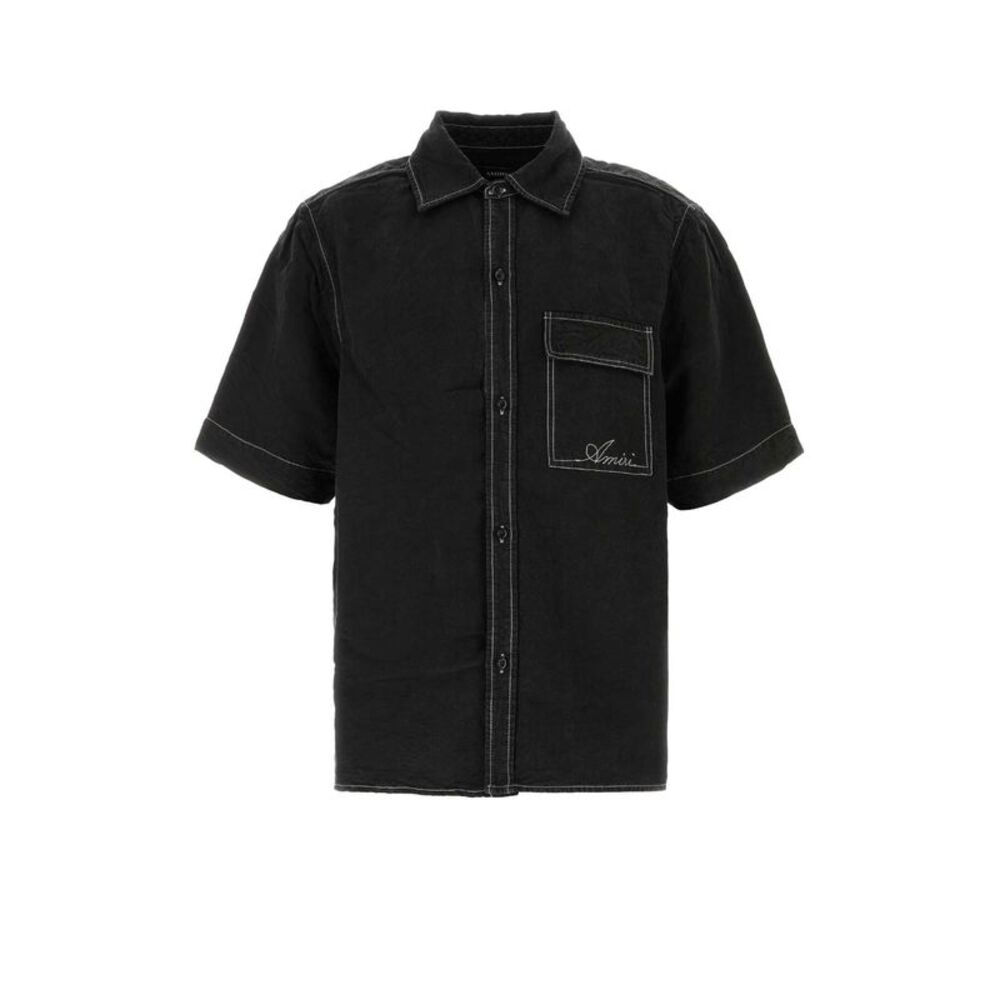 Amiri Men Black Linen Blend Shirt